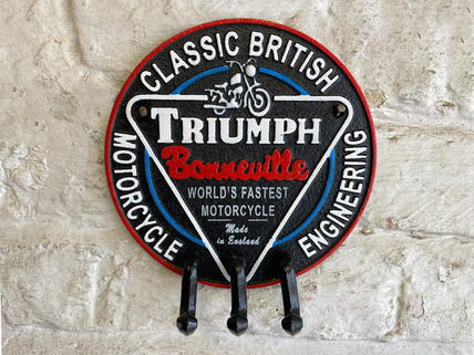 Triumph m/c plaque with 3 hooks